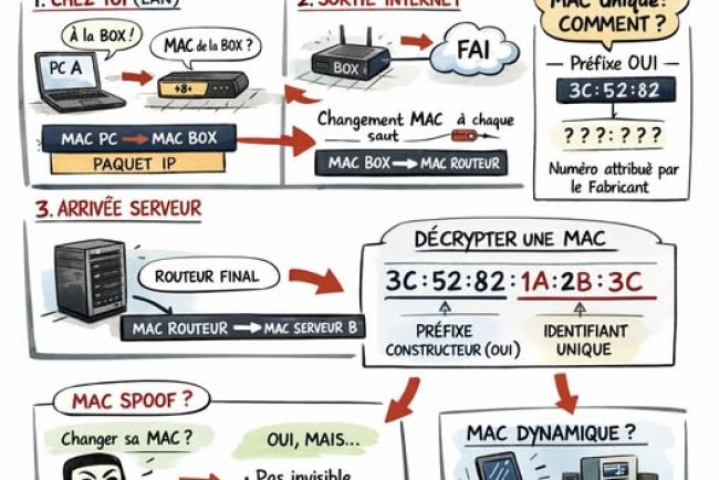 L’adresse MAC : la “plaque d’immatriculation”… mais seulement dans ta rue (LAN)