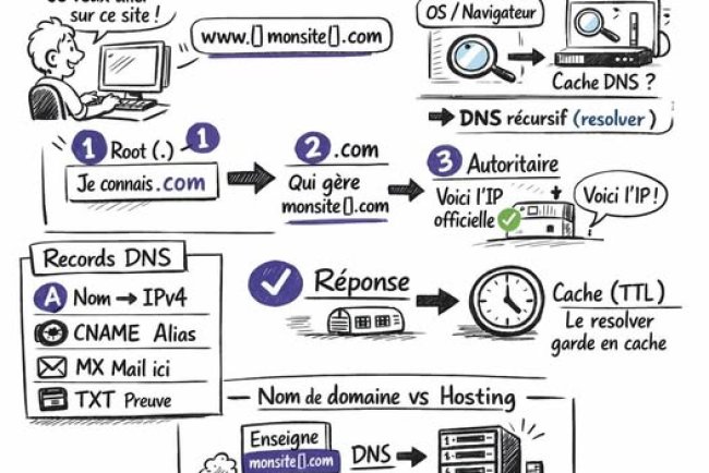 Le film du DNS : comment ton PC trouve “l’adresse” d’un site sur Internet