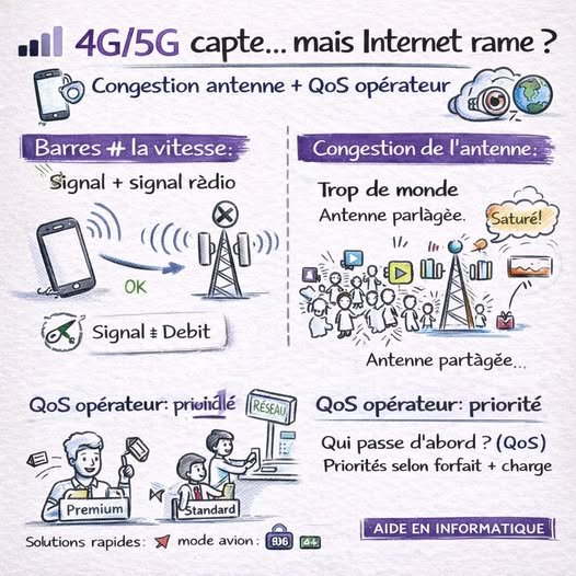 Pourquoi ta 4G/5G “capte à fond”… mais Internet rame ?