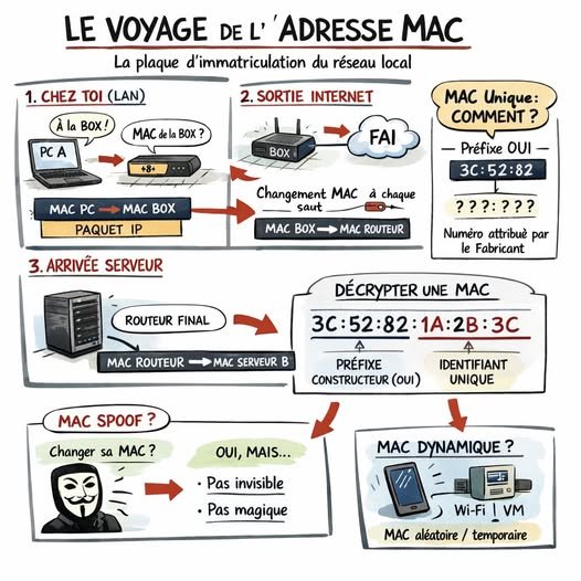 L’adresse MAC : la “plaque d’immatriculation”… mais seulement dans ta rue (LAN)