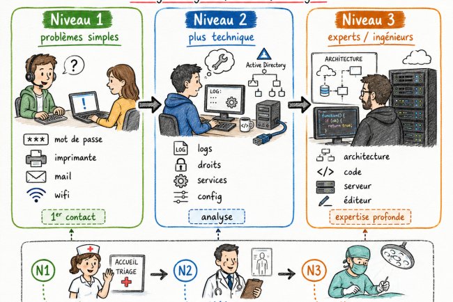 Helpdesk niveau 1, niveau 2, niveau 3 : qui fait quoi ?